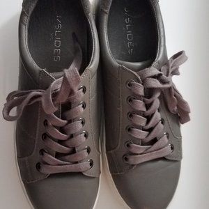 J/Slides Casual Sneaker - Gray Leather - 8.5